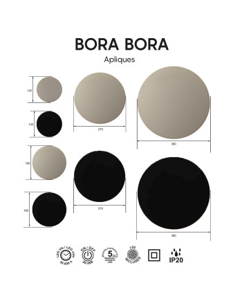 BORA BORA * APLIQUE / PLAFON LED REDONDO BLANCO - 16W 3000K
